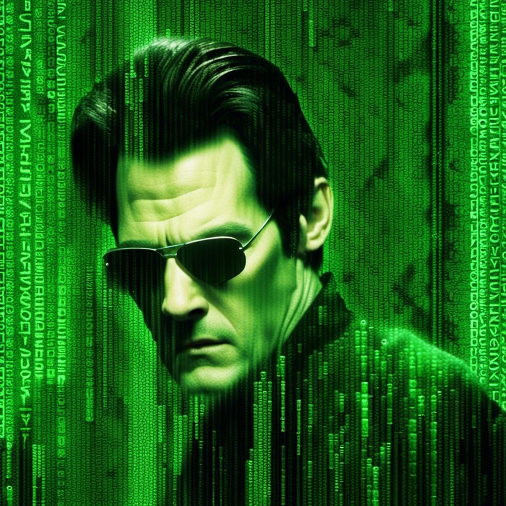 An intense Jim Carey (Matrix)