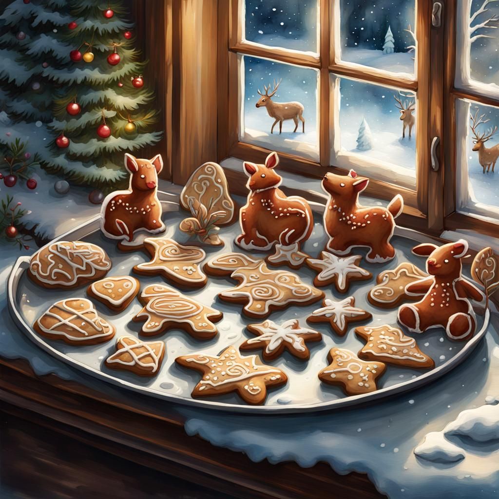 Farm Animal Gingerbread Cookies in Winter Wonderland