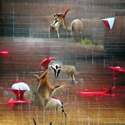 Antelope Singing in a Rainy Landscape