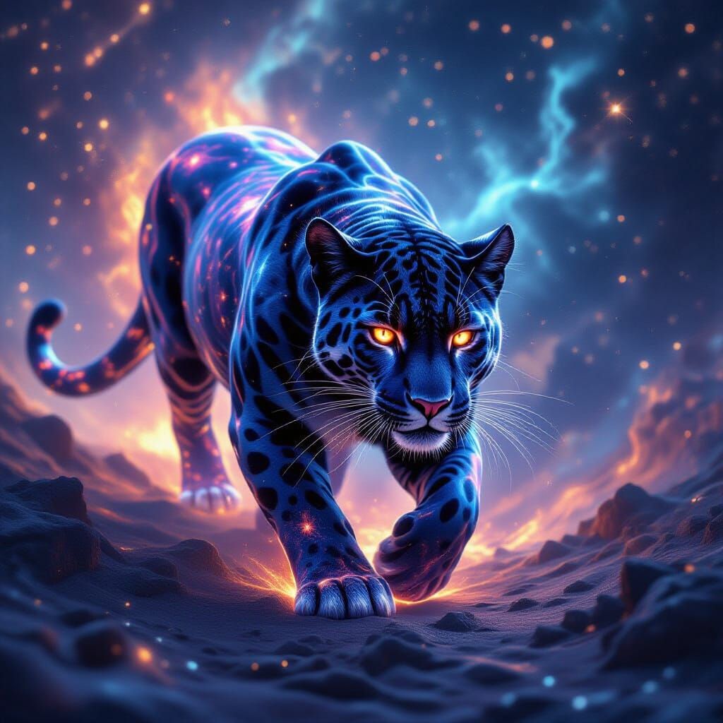 Cosmic Panther of Galaxies and Nebulae