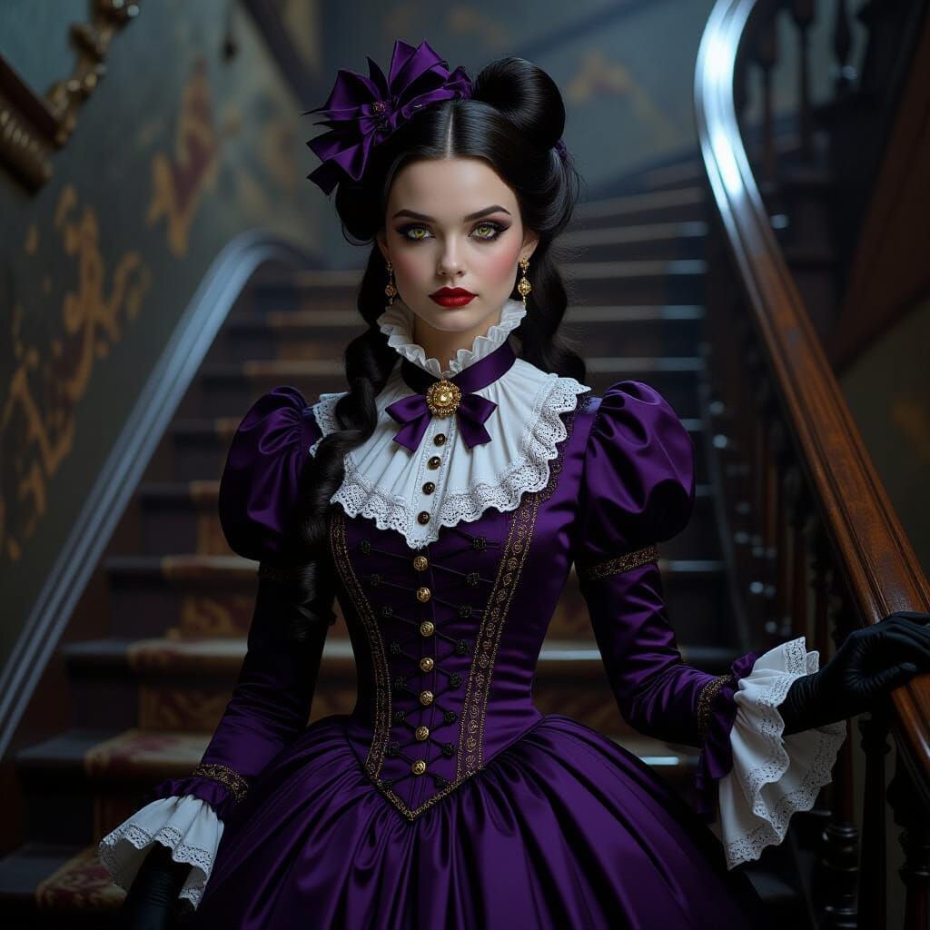 Victorian Wednesday in Dark Whimsical Style