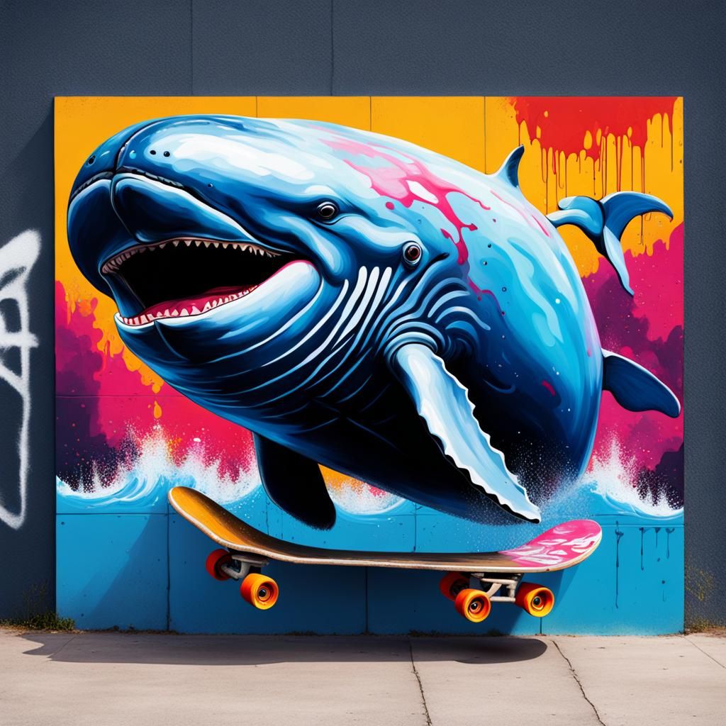 Whale in Skate Park Graffiti Street Art