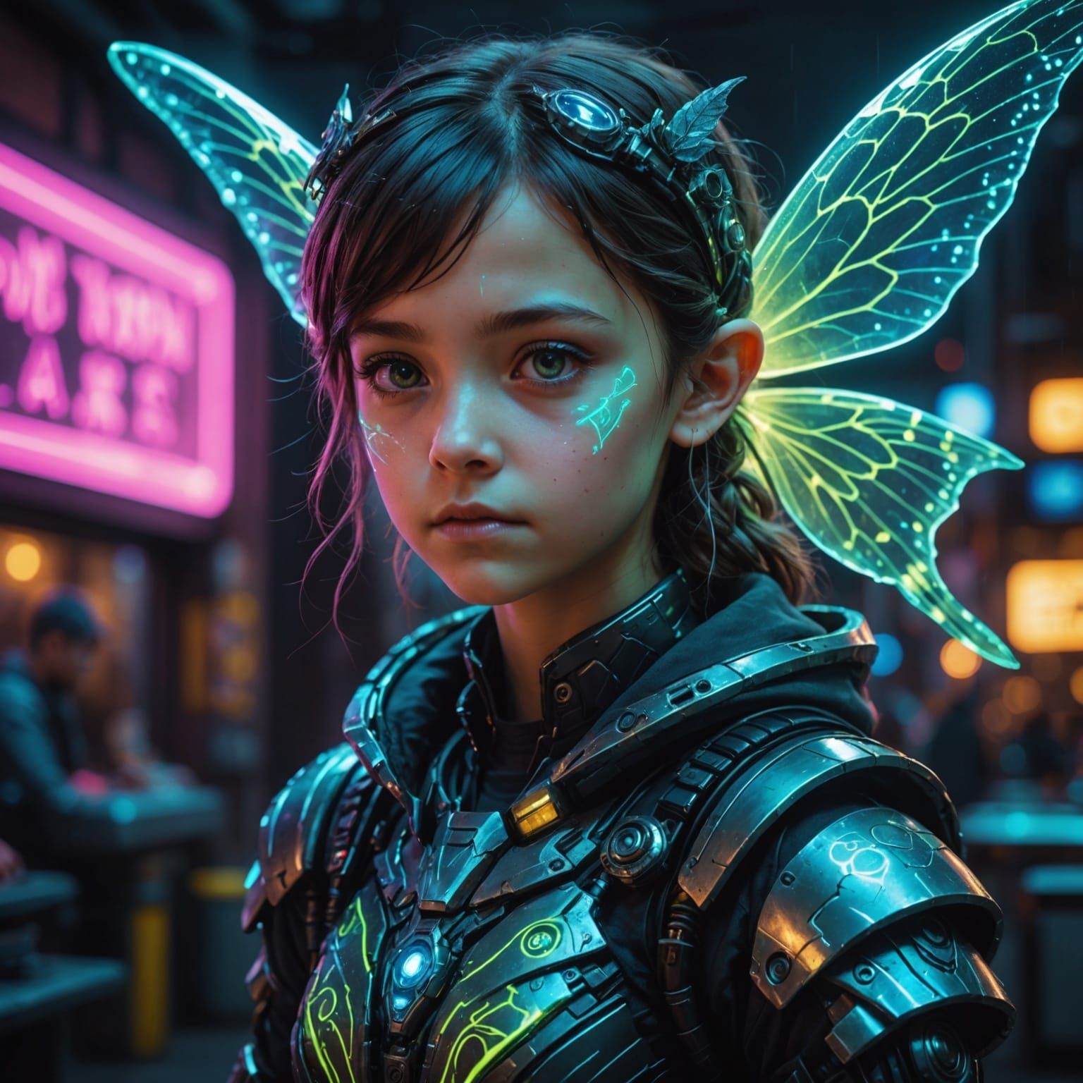 Cyberpunk Fairy in Neon Glow