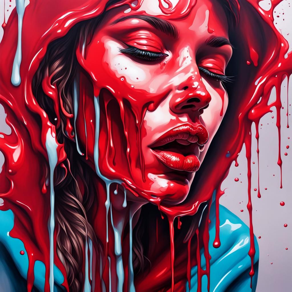 Melting Woman in Polychromatic Graffiti Art