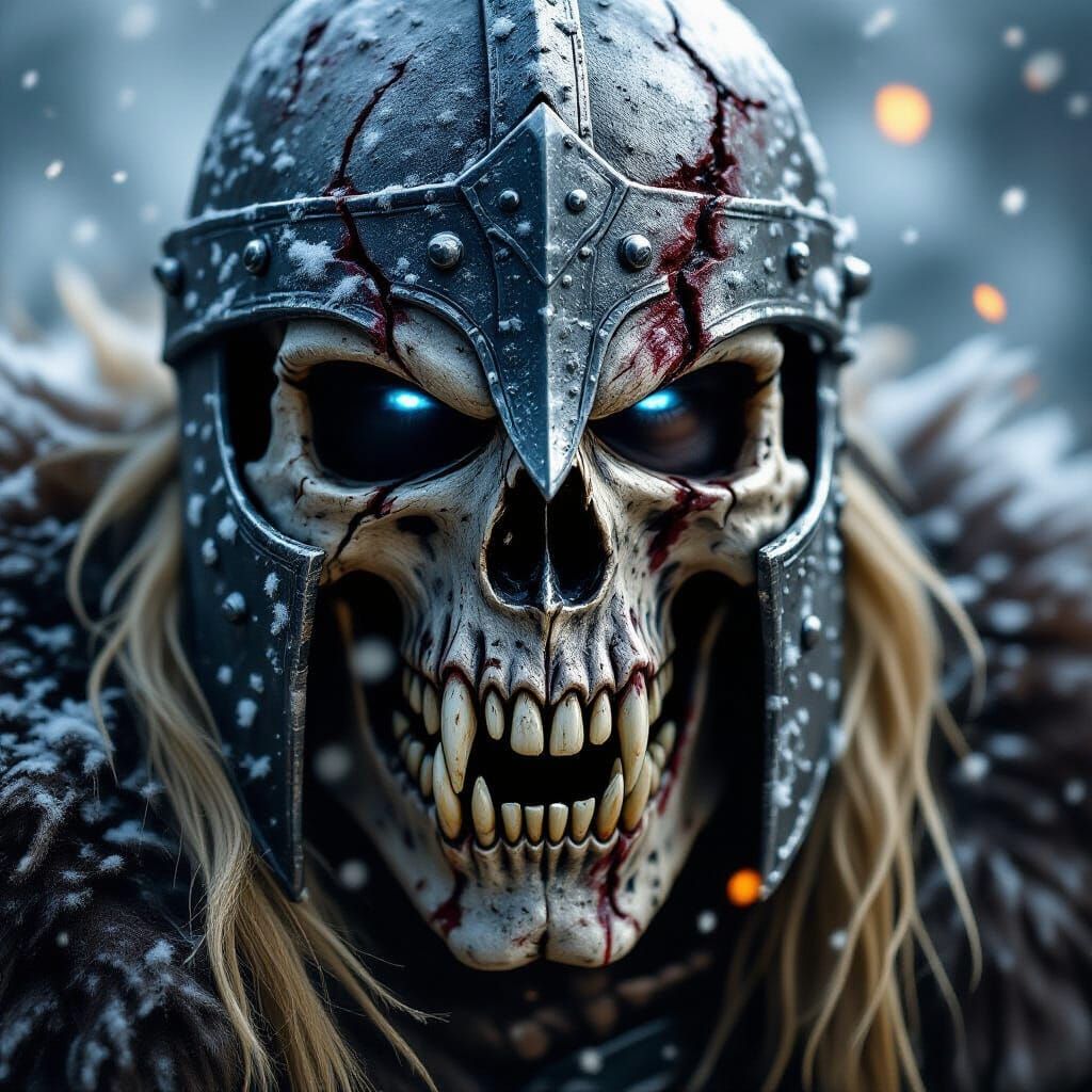 Barbarian Helmet of Blue-Eyed Predator Skull