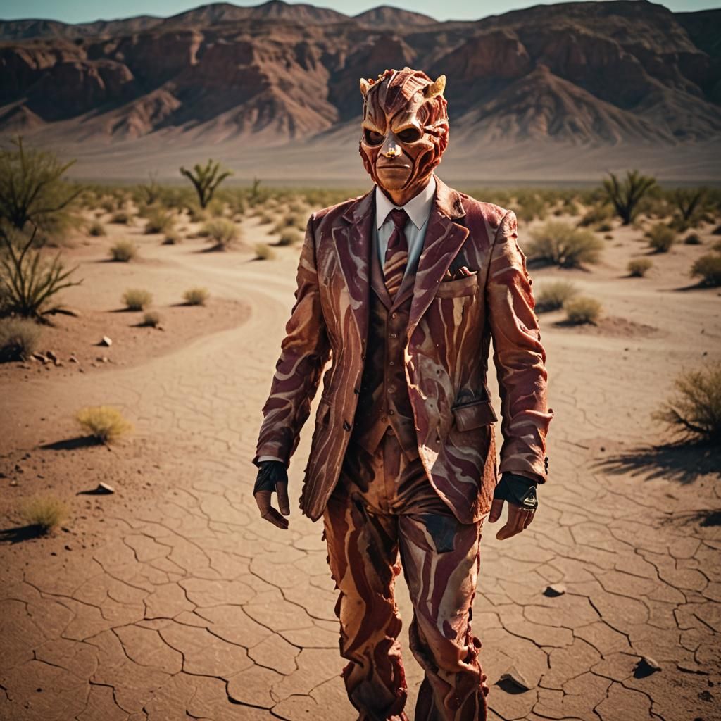 Bacon Suit in the Desert: Cinematic Film Still