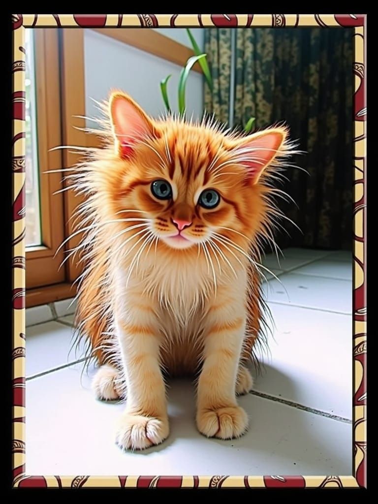 Orange Tabby Cat in Art Nouveau Style