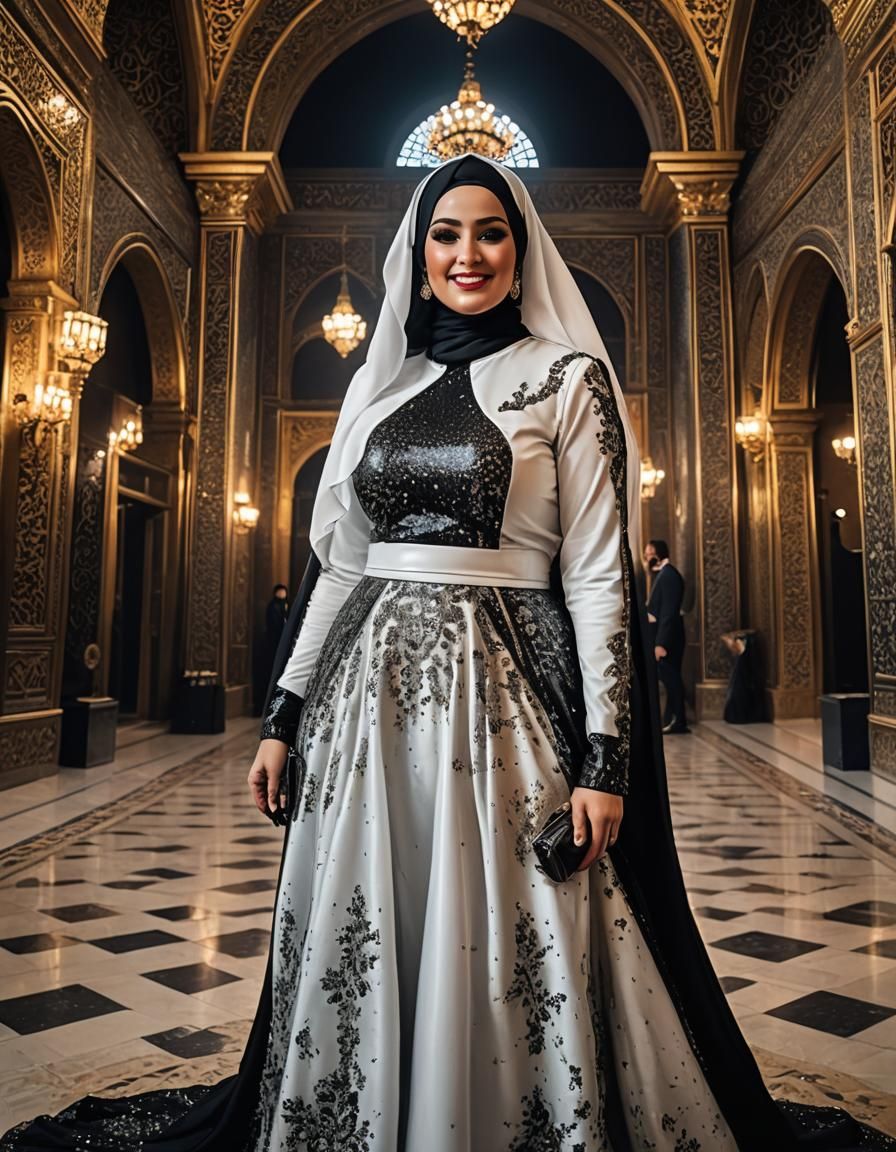 Middle Eastern Woman in Glittered Dress, Pop Art Style