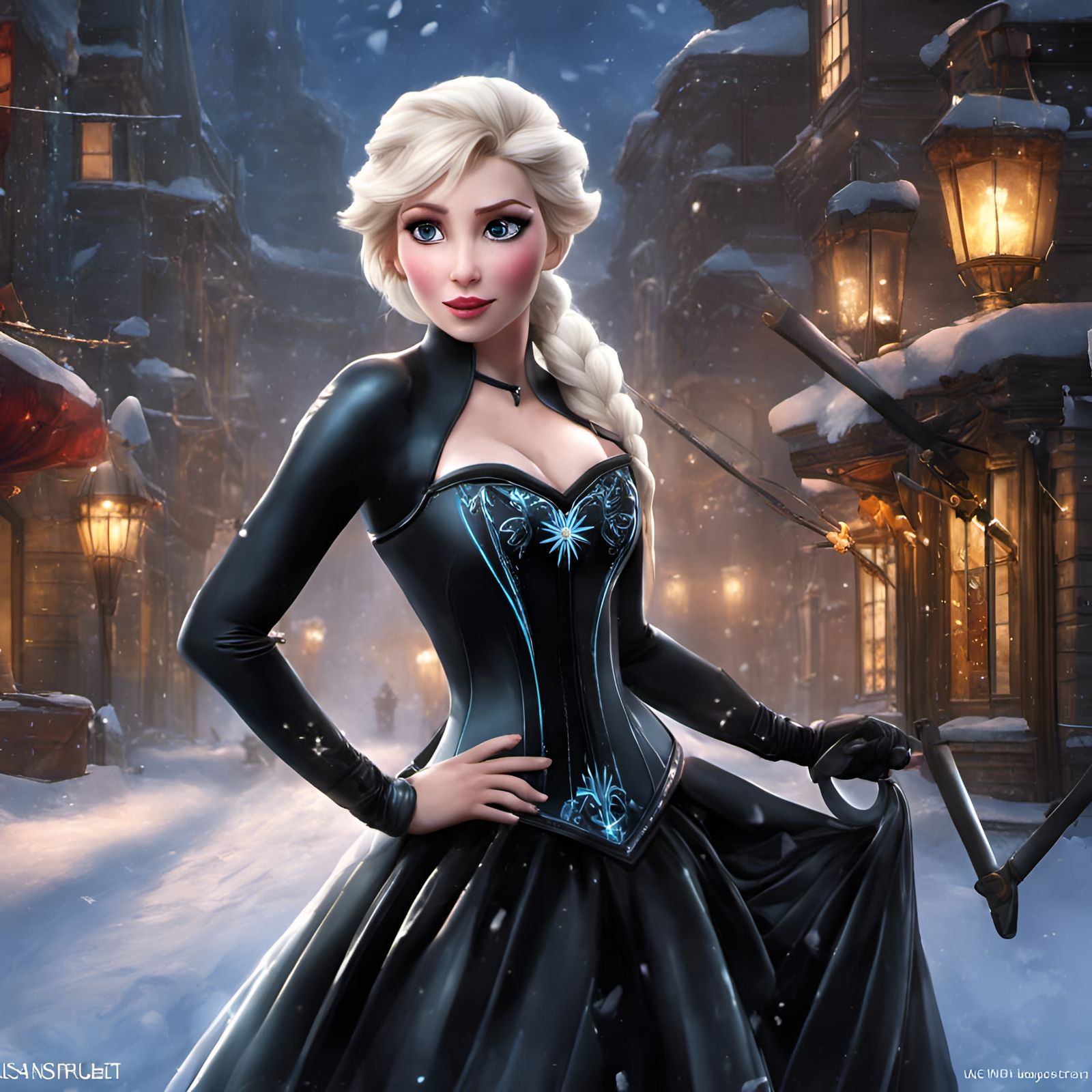 Elsa Sings in Latex: Hyperdetailed Digital Painting