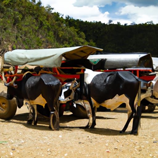 Cows and Jeeps in a Field