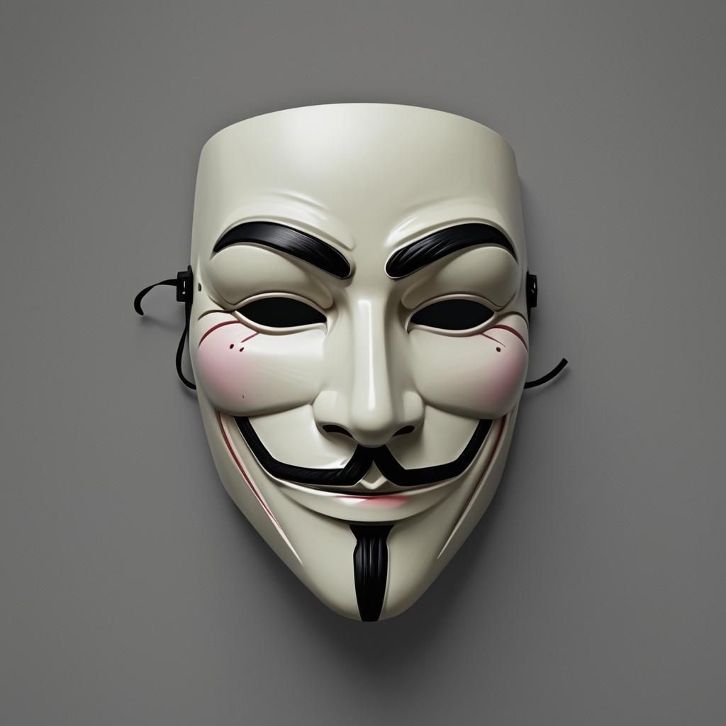 Anonymous Mask in Cel-Shaded Anime Style