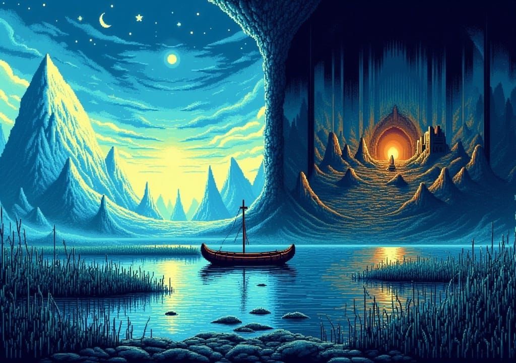 Pixel Art Landscape Inspired by Beksinski