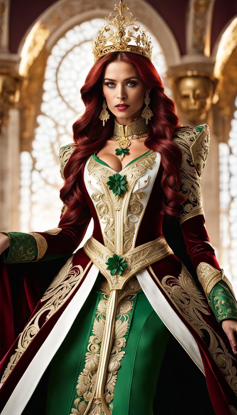 Empress in Gold Suit, Photorealistic Digital Art