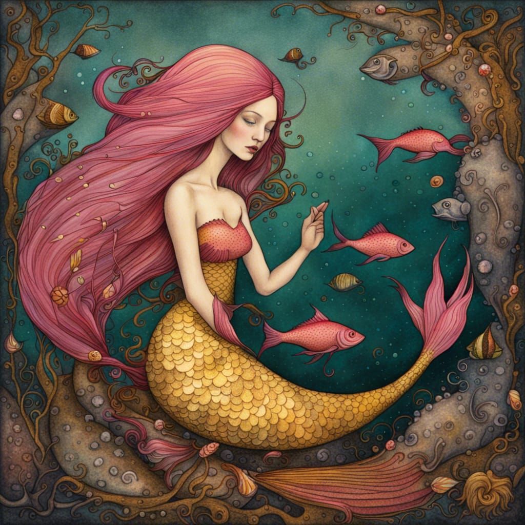 Surreal Mermaid with Betta Fish Tail