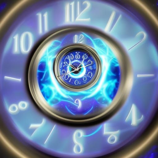 Time Vortex Clock and Blue TARDIS in Galaxy