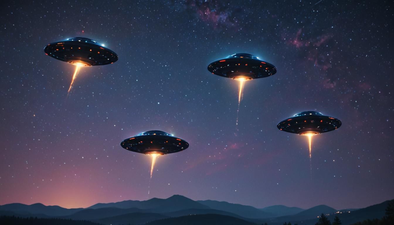 UFOs in Starry Sky: Cinematic Concept Art