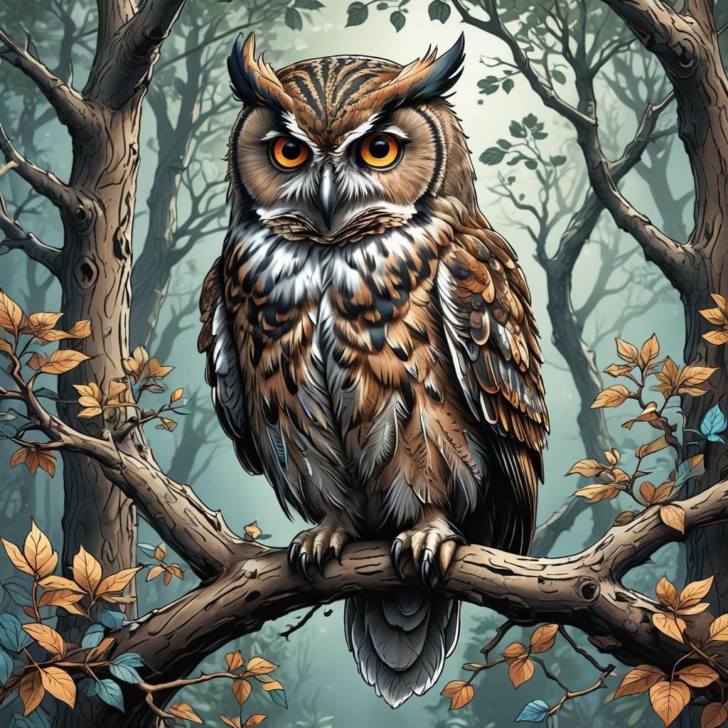 Detailed Owl Coloring Page for Adults