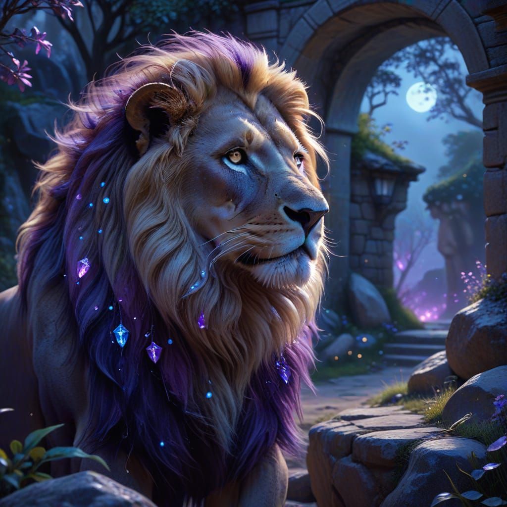 Lion Guardian: Fantasy Digital Oil Painting
