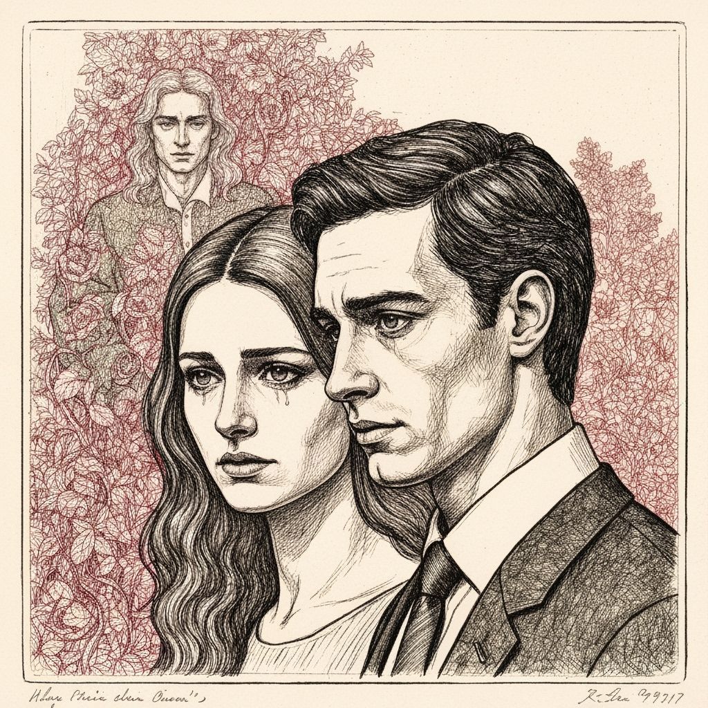 Melancholic Couple in Drypoint with Chiaroscuro Shadows