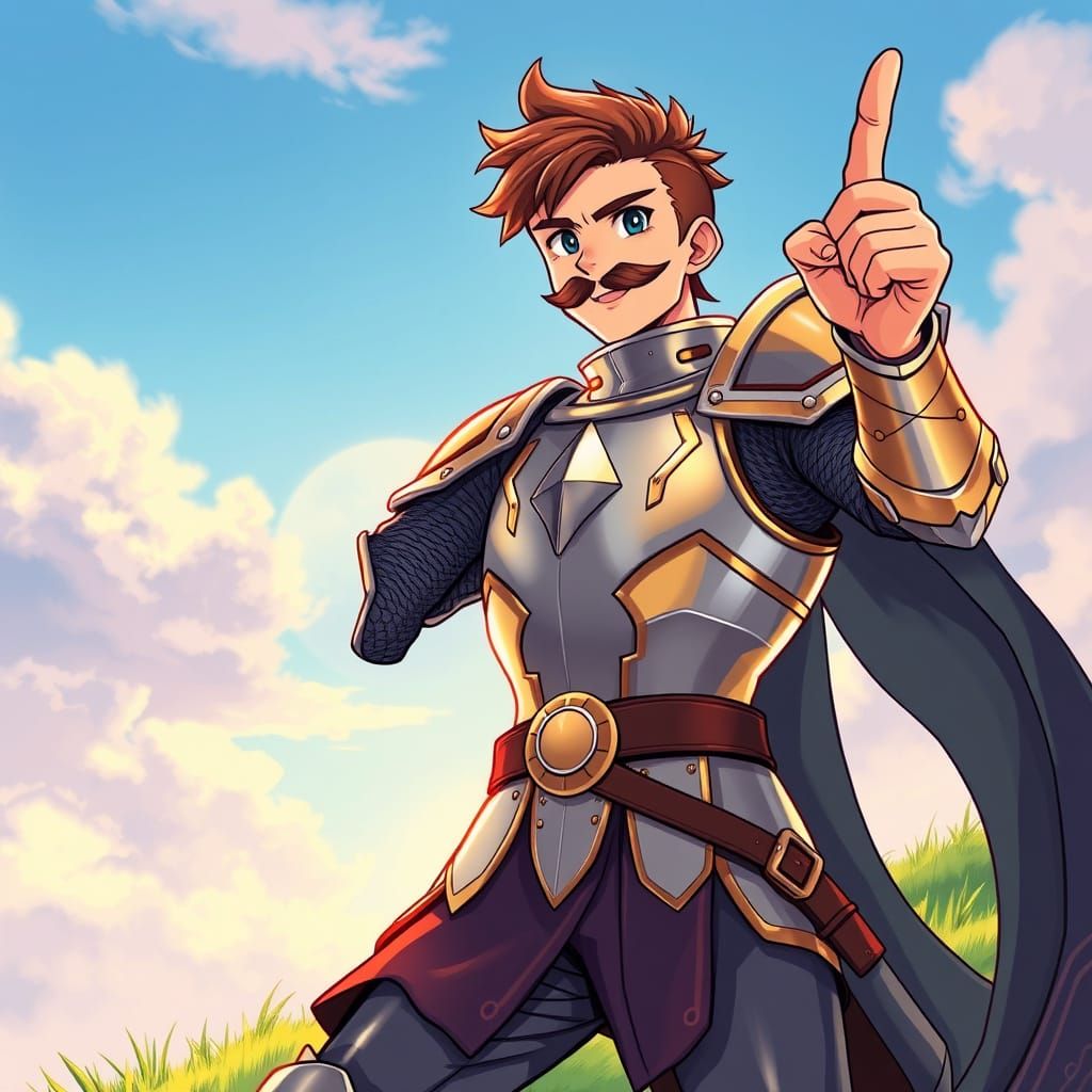 Dashing Young Knight in Brilliant Armor Smiling Confidently ...