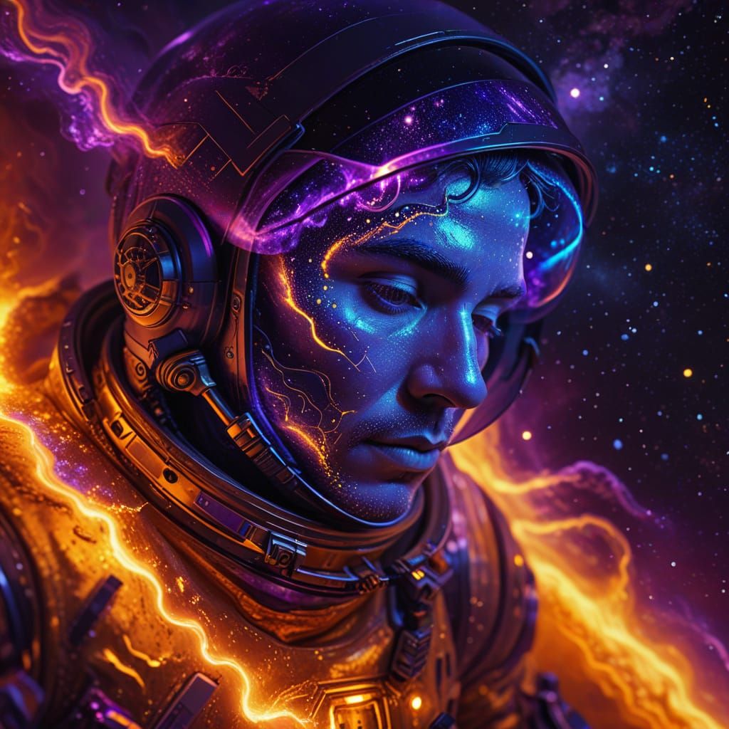 Cosmic Astronaut in Vibrant Purple Haze