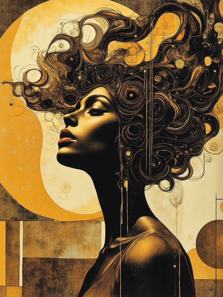 Art Deco Woman with Geometric Hair