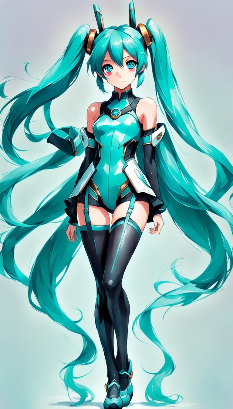 Anime Art of Hatsune Miku in Manga Style