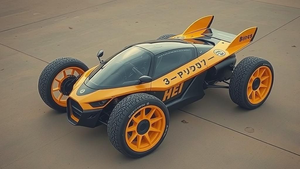 Futuristic Bubble Buggy with Japanese Logos