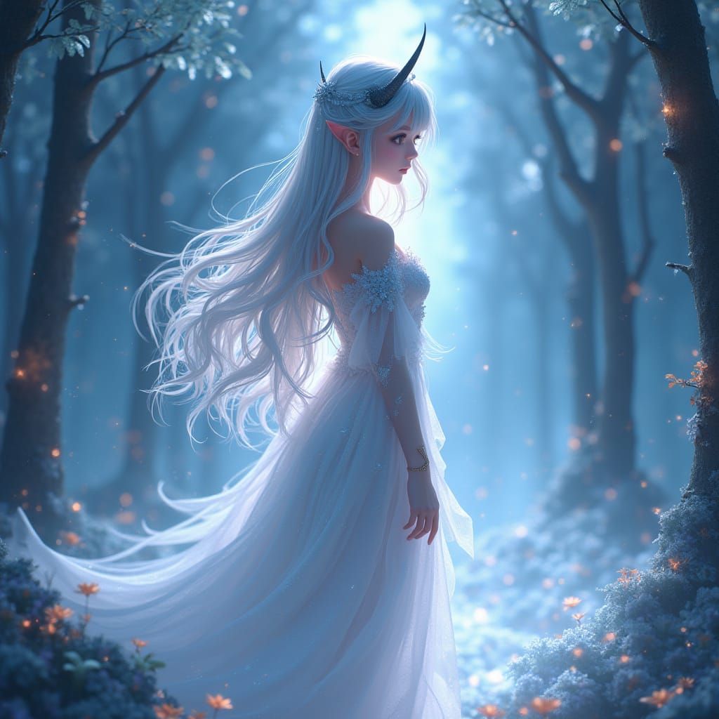Celestial Nymph Among Starlight Forest