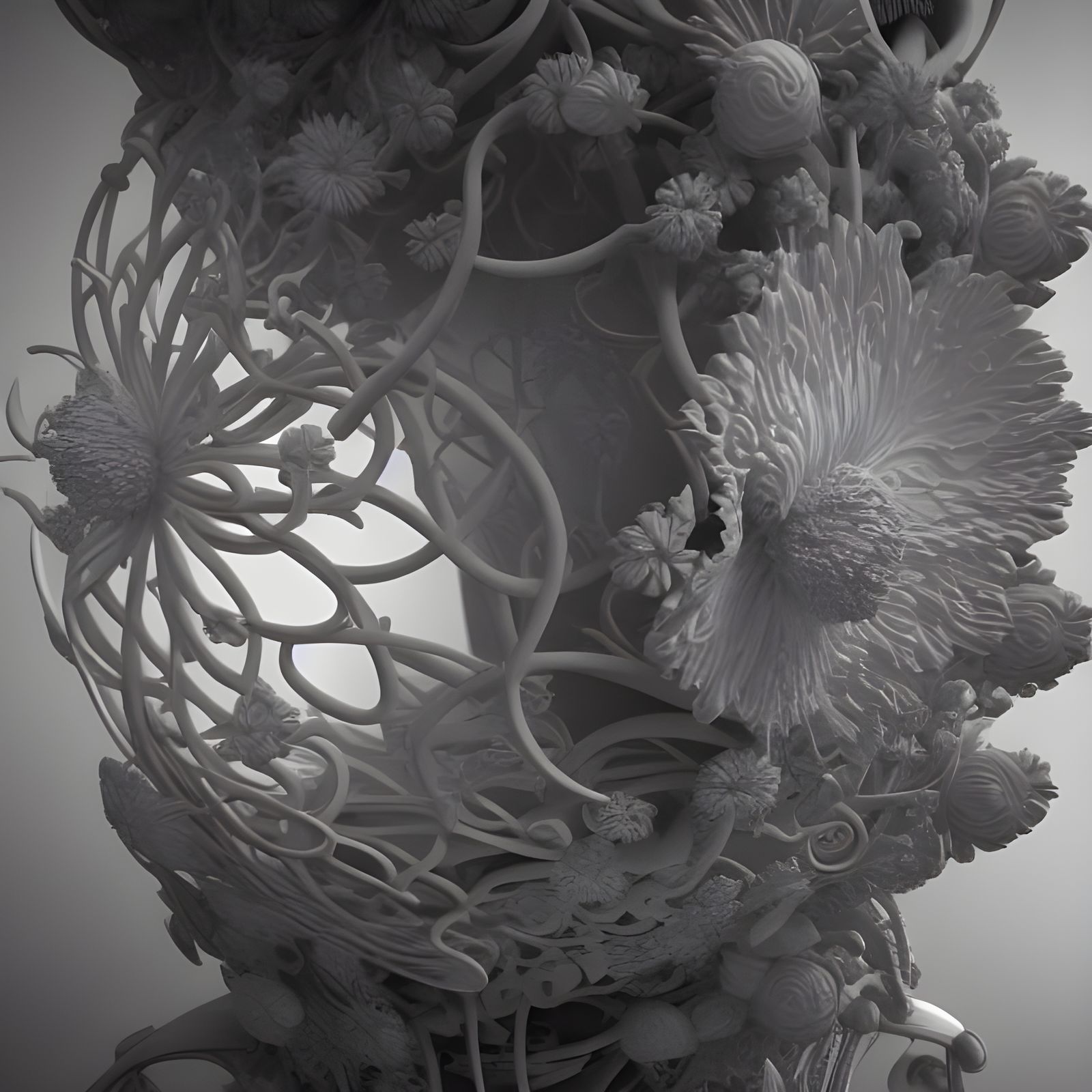 Surreal Flowers Massing in Intricate 3D Detail