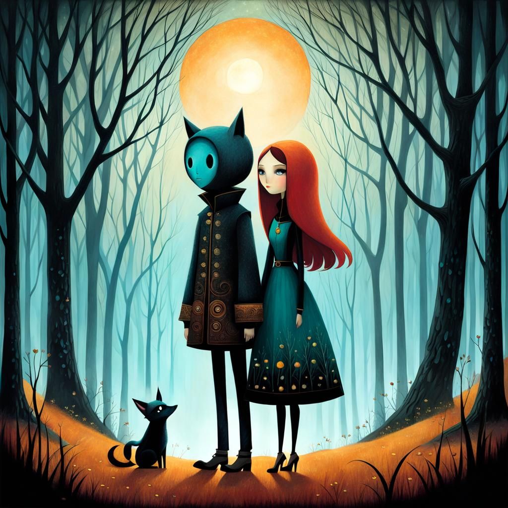 Stylized Children in Folk Art Style