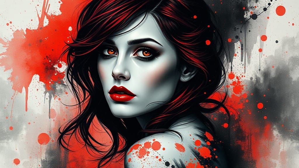 Hauntingly Beautiful Portrait in Dark Abstract Art