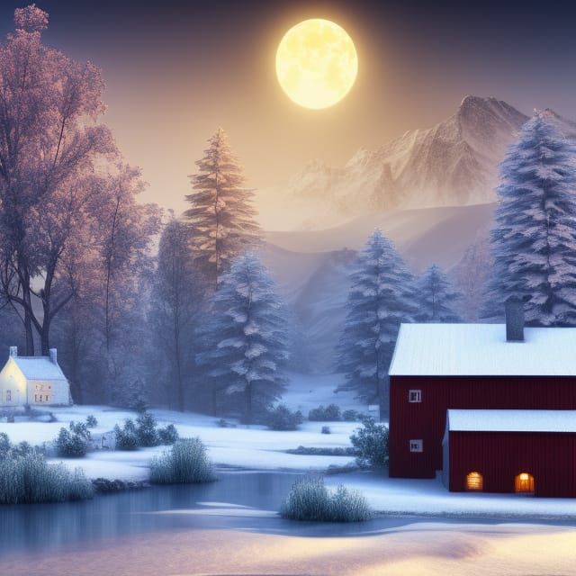 Winter Wonderland Landscape in Detailed Matte Painting