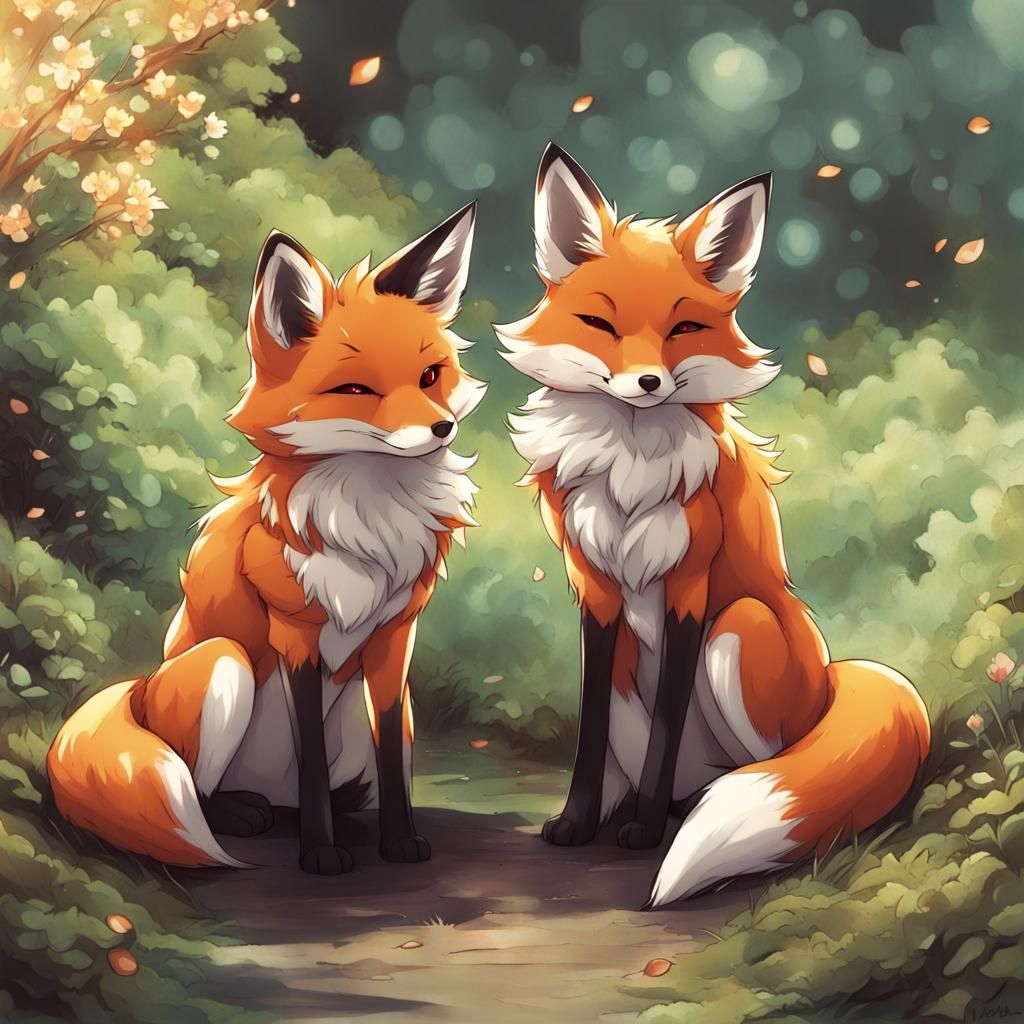 Foxes in Anime Key Visual Style
