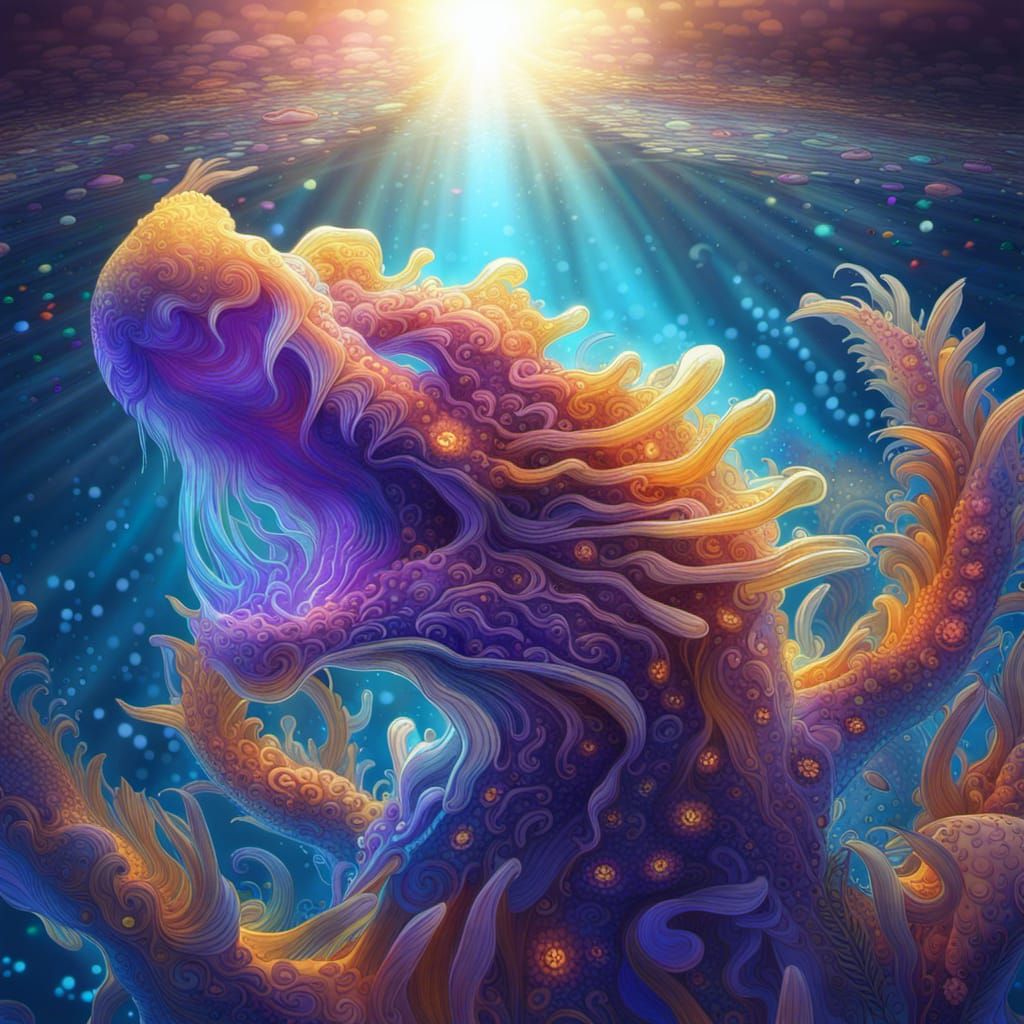 Jelly Dragon Hybrid: 3D Fractal Underwater Fantasy