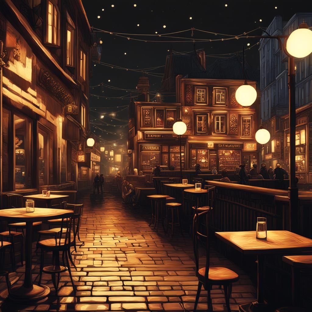 Night Village Under Starry Sky