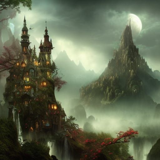 Whimsical Fairy Wonderland Digital Matte Painting