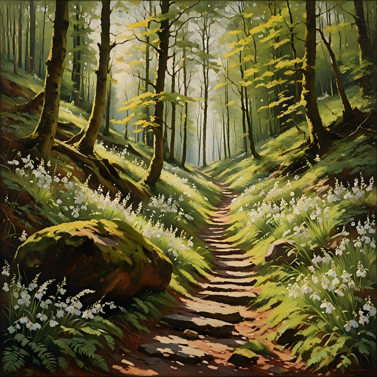 Stone Path Through a Lovely Forest