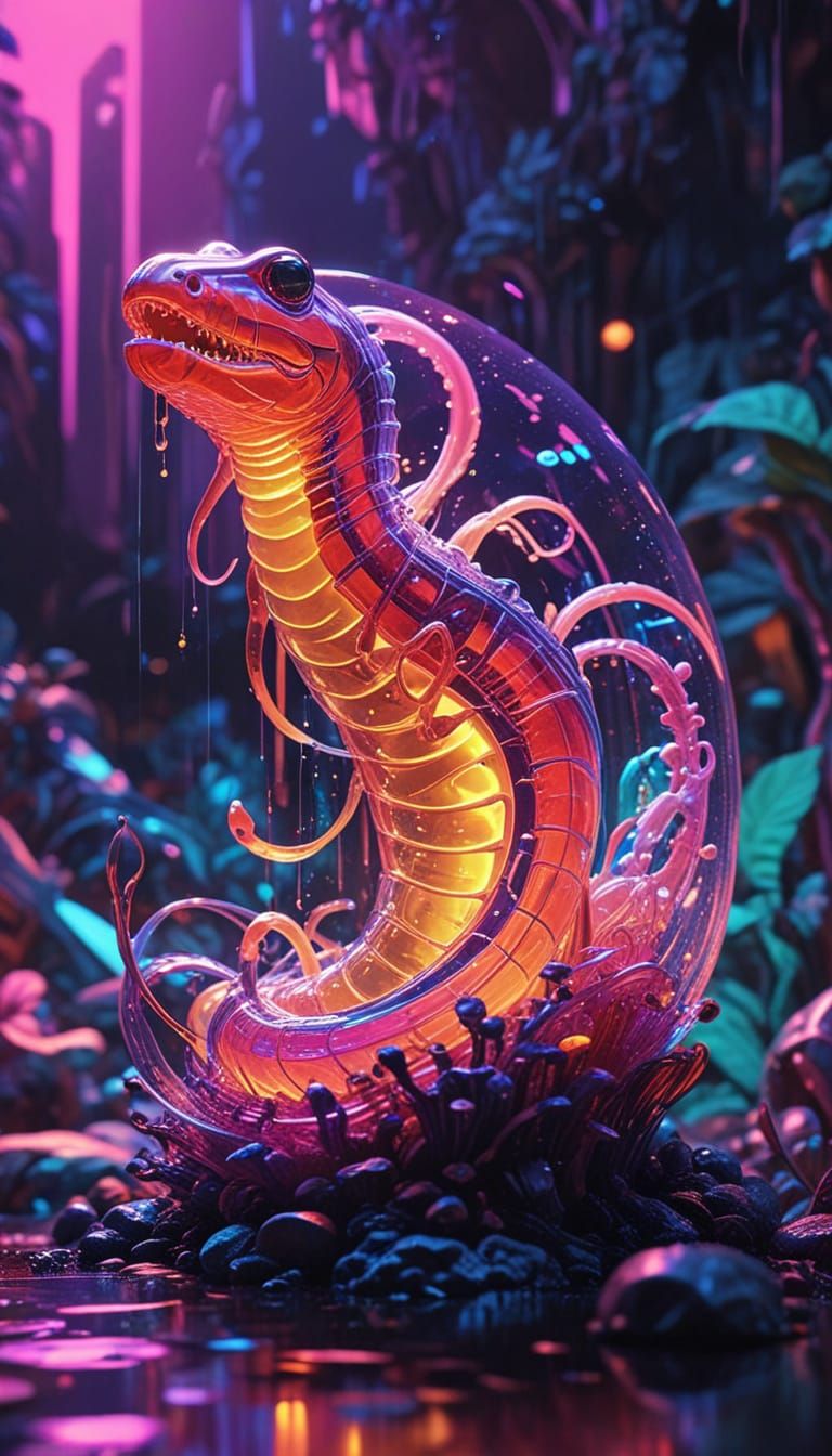 Gummy Worms Illuminate Futuristic Magic in Vibrant UV-Lit Ch...