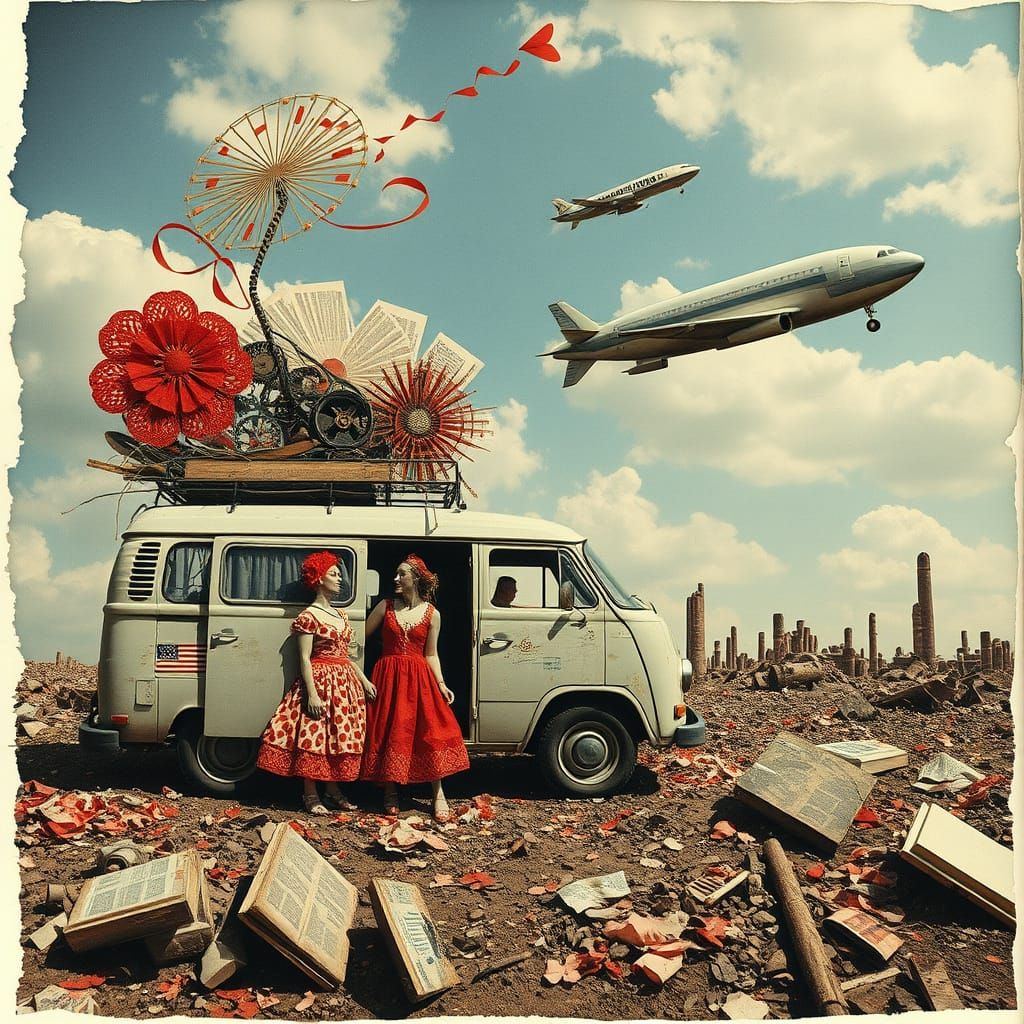 Playful Photomontage of Joy Amid Ruins