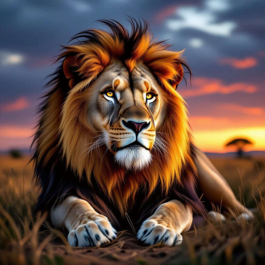 Majestic Lion on the Savannah: Hyperrealistic Detail