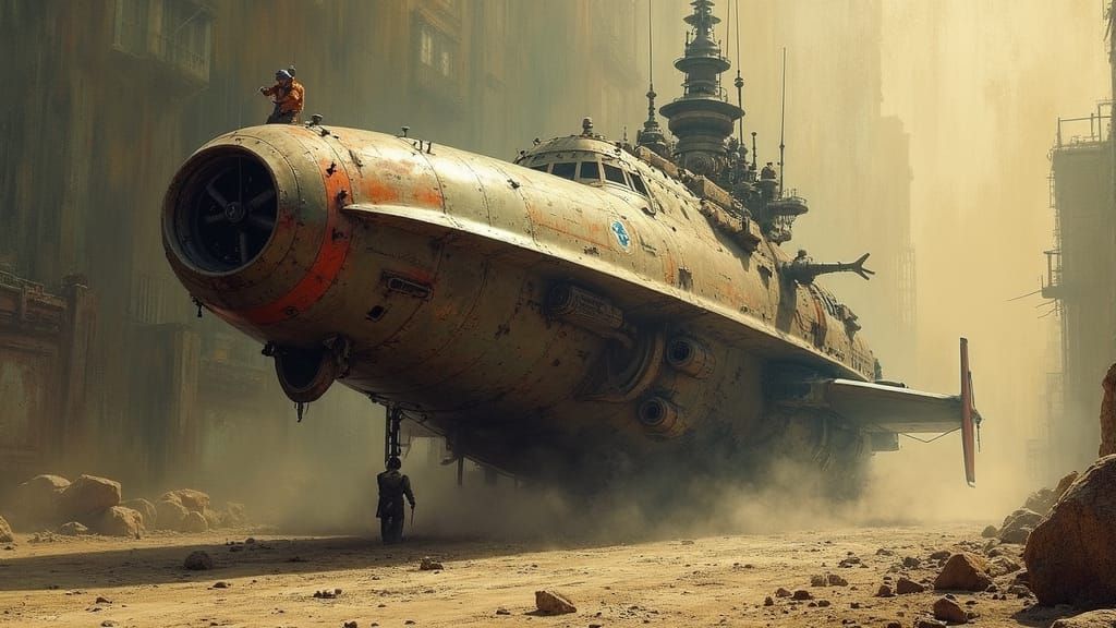 Didier Graffet Inspired Retro-Futuristic Dieselpunk Architec...