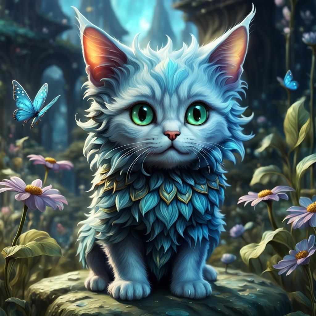 Cute Fairy Cat in Detailed Matte Painting