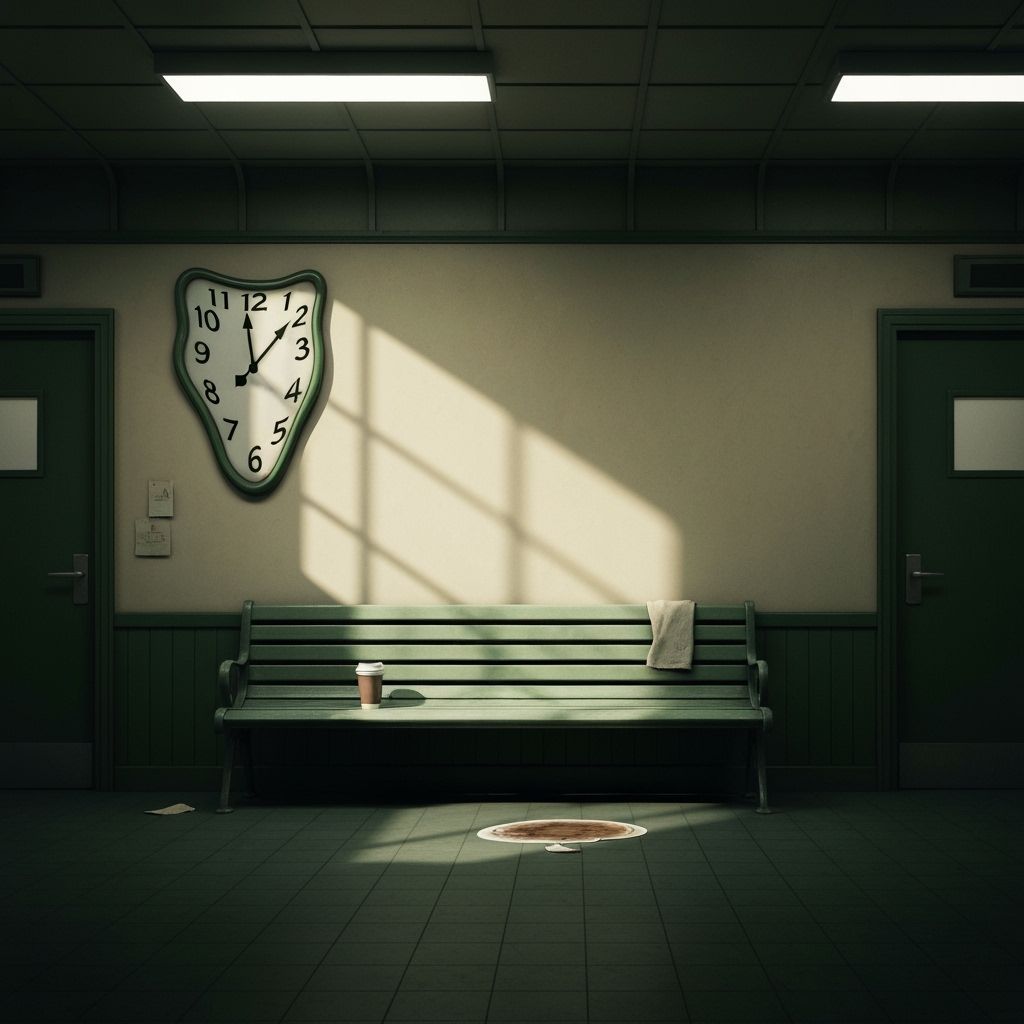 Deserted Railway Waiting Room in Matte Painting Style