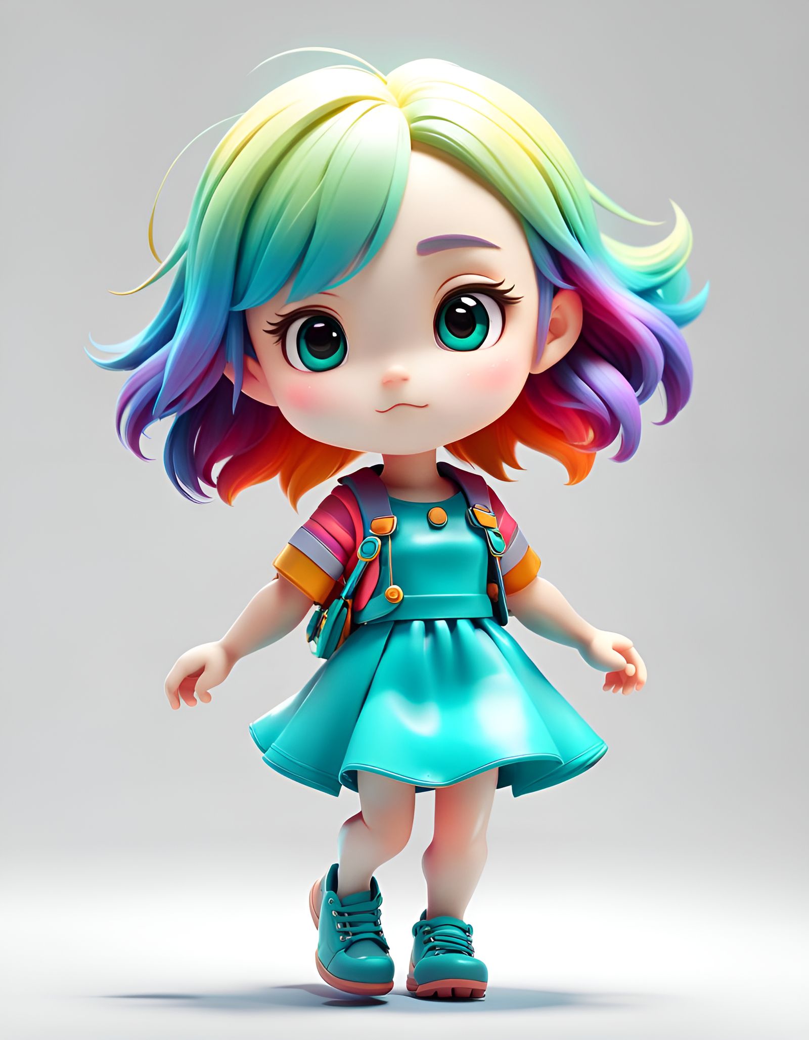 Cute Chibi Girl: Vivid 4D Photorealistic Image