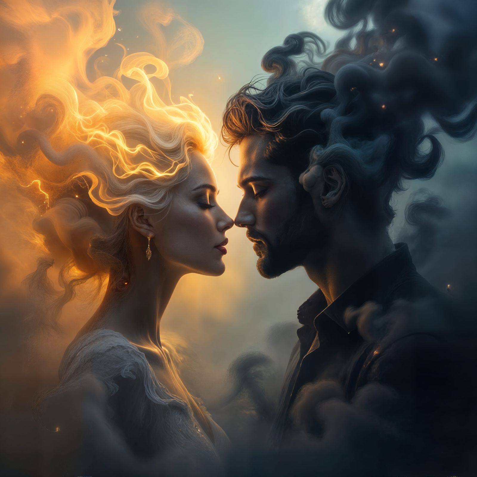 Ethereal Storms Colliding in a Kiss