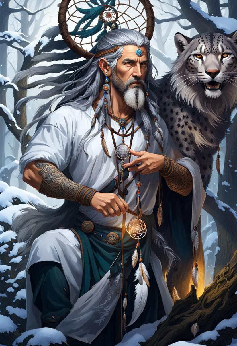 Celtic Druid-Wizard Transformation in Enchanted Forest