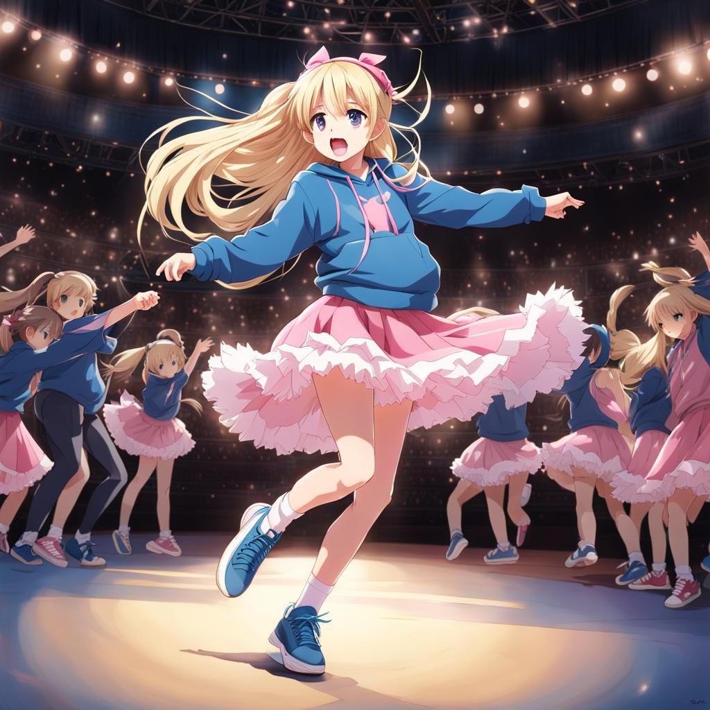 Boy Dancing on Stage in Anime Style