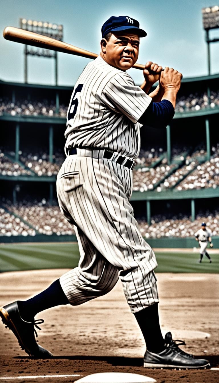 Vintage Baseball Card of Babe Ruth in Action