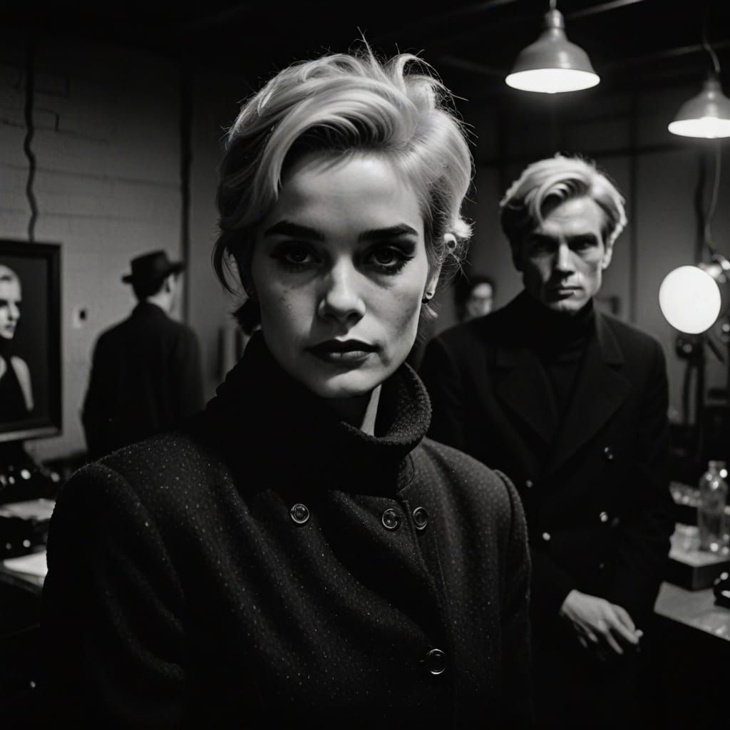 Moody Portrait of Andy Warhol and Edie Sedgwick in Classic H...